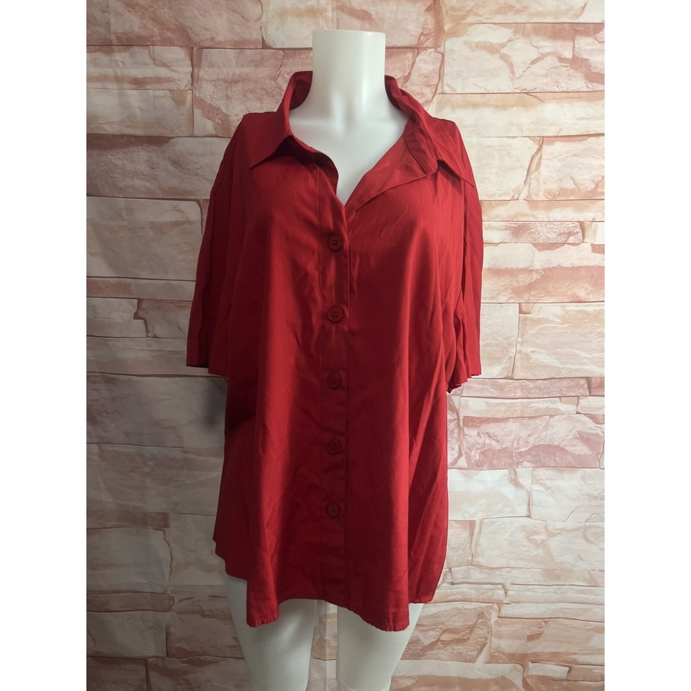 CATO Woman Red Button-Up Shirt, Plus Size 26/28W